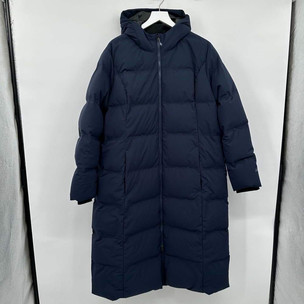 Eddie‎ Bauer Down Coat Womens Size XXL Puffer Parka Blue Hooded Quilted Full Zip